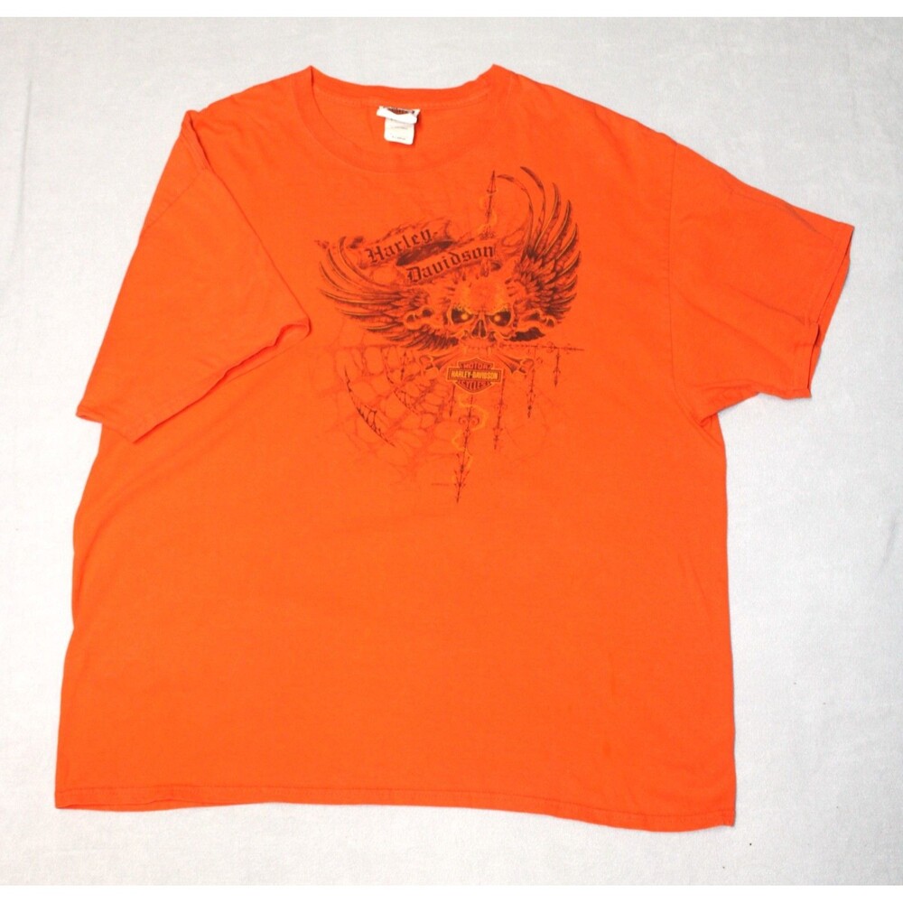 Vintage Mens orange Harley Davidson Chicago Biker tshirt SZ XL